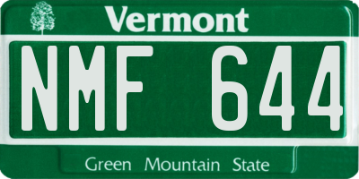 VT license plate NMF644