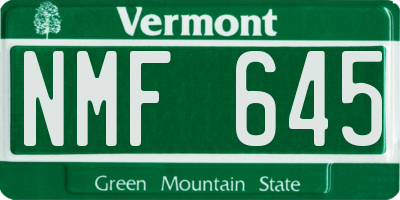 VT license plate NMF645