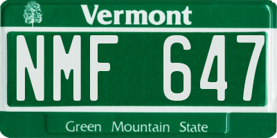 VT license plate NMF647