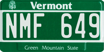 VT license plate NMF649