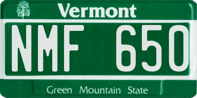 VT license plate NMF650