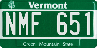 VT license plate NMF651