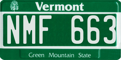 VT license plate NMF663