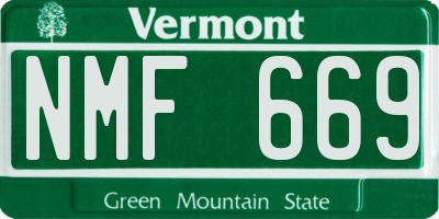VT license plate NMF669