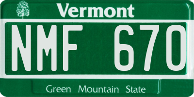 VT license plate NMF670