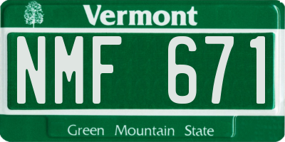 VT license plate NMF671