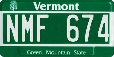 VT license plate NMF674