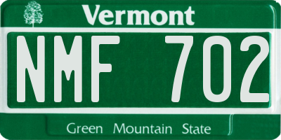 VT license plate NMF702