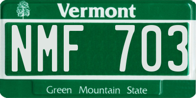 VT license plate NMF703