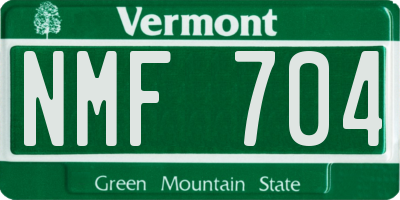 VT license plate NMF704