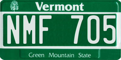VT license plate NMF705