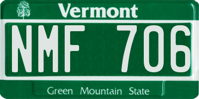 VT license plate NMF706