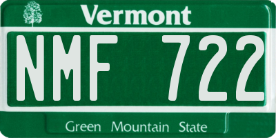 VT license plate NMF722