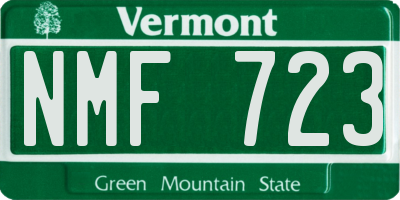 VT license plate NMF723