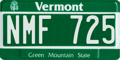 VT license plate NMF725