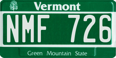 VT license plate NMF726