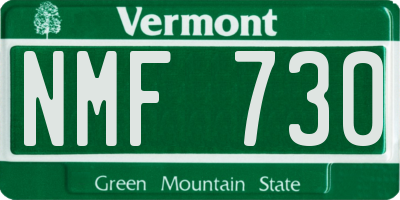 VT license plate NMF730
