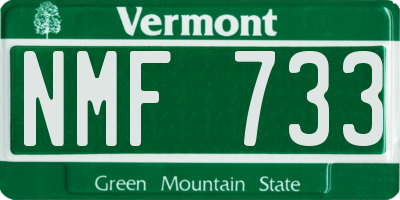 VT license plate NMF733