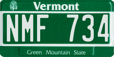 VT license plate NMF734