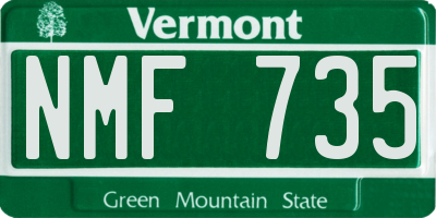 VT license plate NMF735