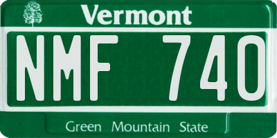 VT license plate NMF740