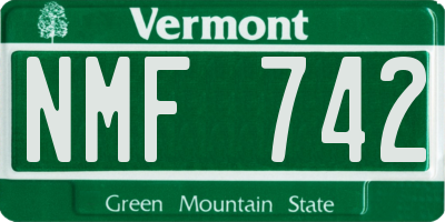VT license plate NMF742