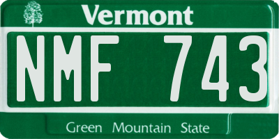 VT license plate NMF743