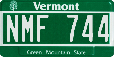 VT license plate NMF744