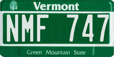 VT license plate NMF747