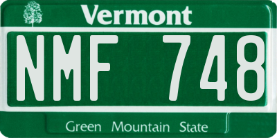 VT license plate NMF748