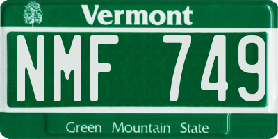 VT license plate NMF749