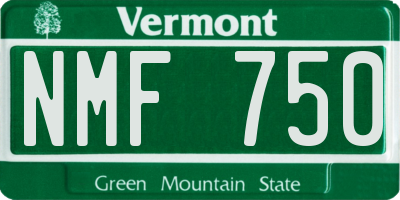 VT license plate NMF750