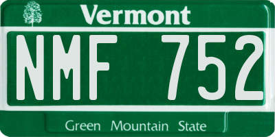 VT license plate NMF752