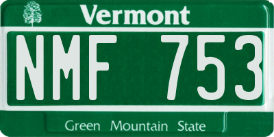 VT license plate NMF753