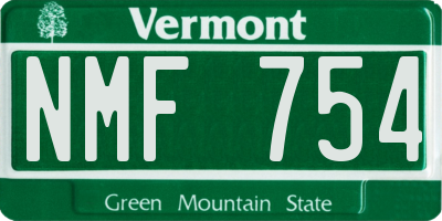 VT license plate NMF754
