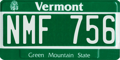 VT license plate NMF756