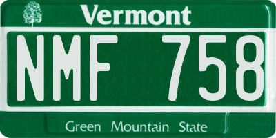 VT license plate NMF758