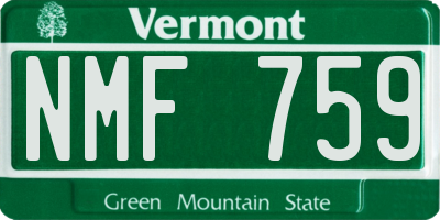 VT license plate NMF759