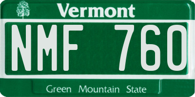 VT license plate NMF760