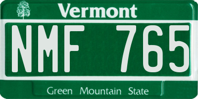 VT license plate NMF765