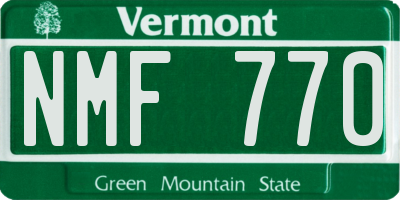 VT license plate NMF770