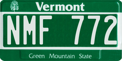 VT license plate NMF772