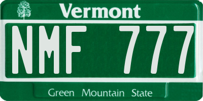 VT license plate NMF777