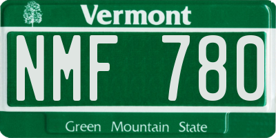 VT license plate NMF780