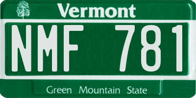 VT license plate NMF781