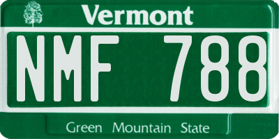VT license plate NMF788