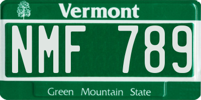 VT license plate NMF789