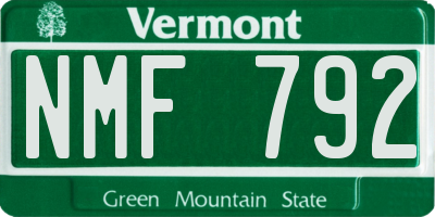 VT license plate NMF792