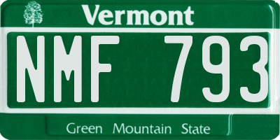 VT license plate NMF793