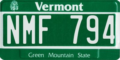 VT license plate NMF794